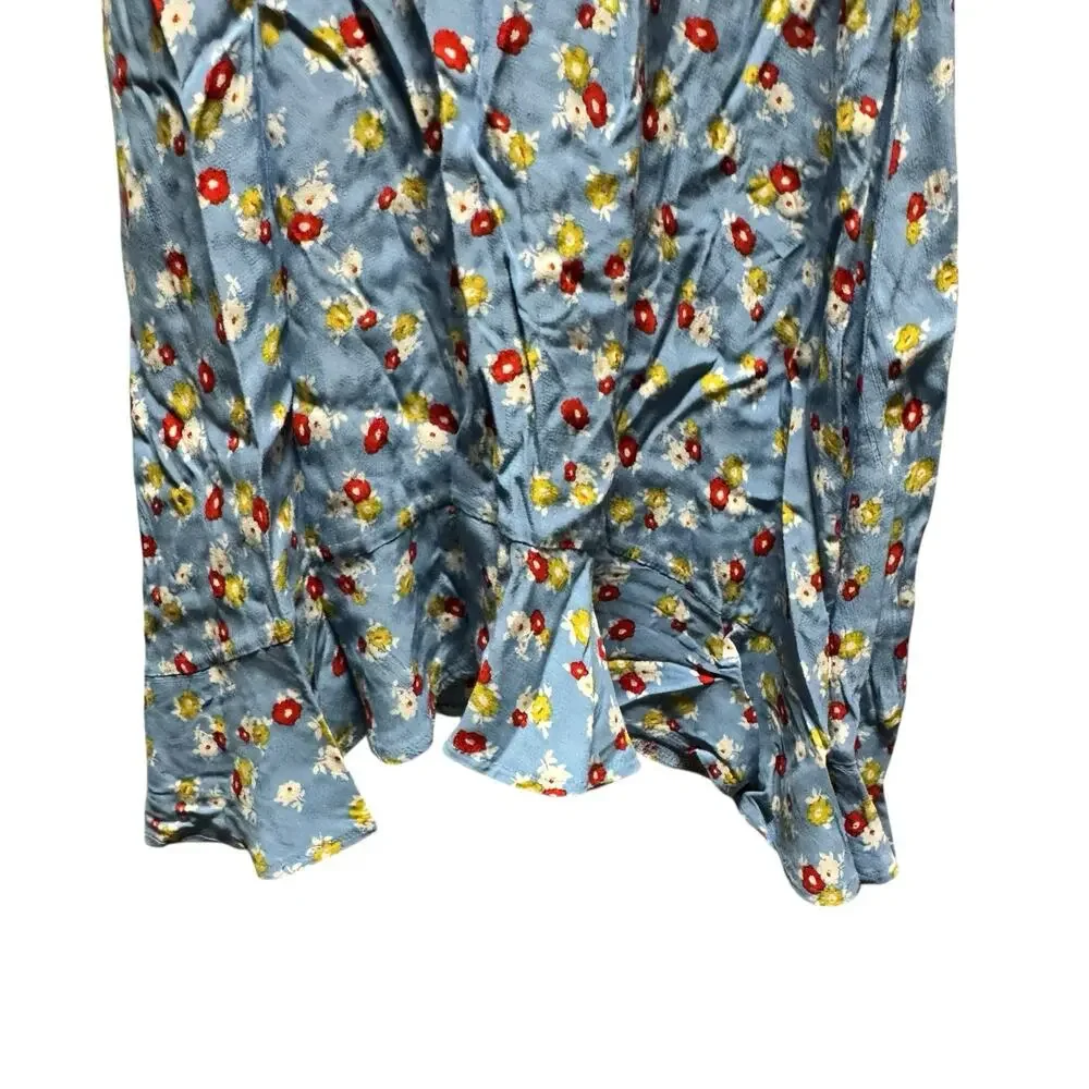 Anthropologie Faithful The Brand SZ 2 Erin Ditzy Print Midi Dress Blue Cottage